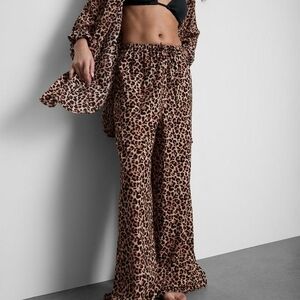 Primark Brown Leopard Print Wide-Leg Pants